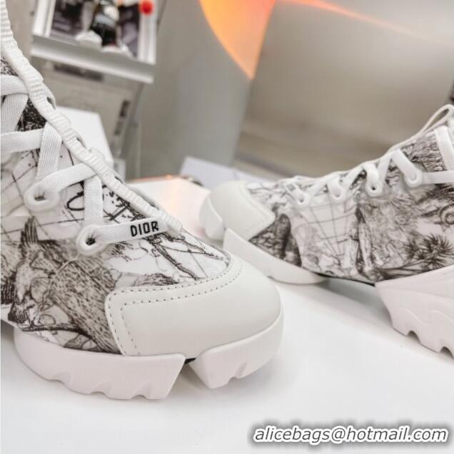 New Style Dior D-Connect Sneakers in Black and White Dior Around the World Technical Fabric 062196