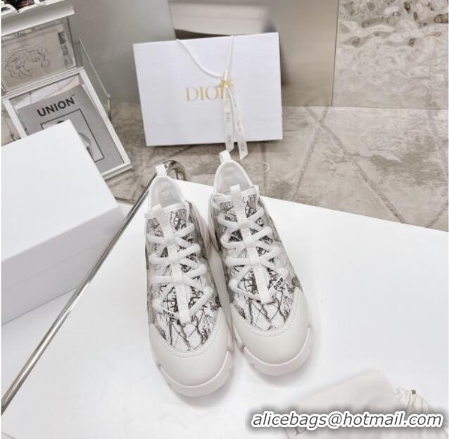 New Style Dior D-Connect Sneakers in Black and White Dior Around the World Technical Fabric 062196