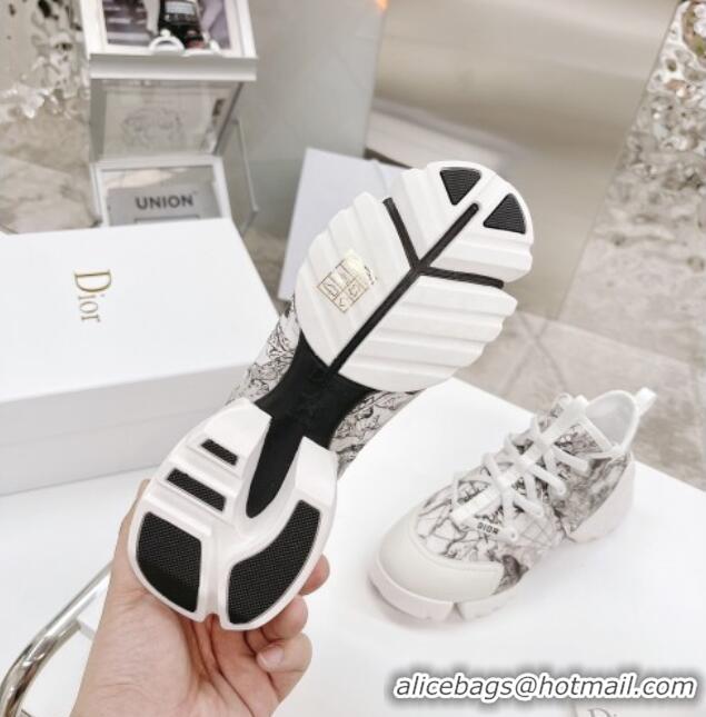 New Style Dior D-Connect Sneakers in Black and White Dior Around the World Technical Fabric 062196