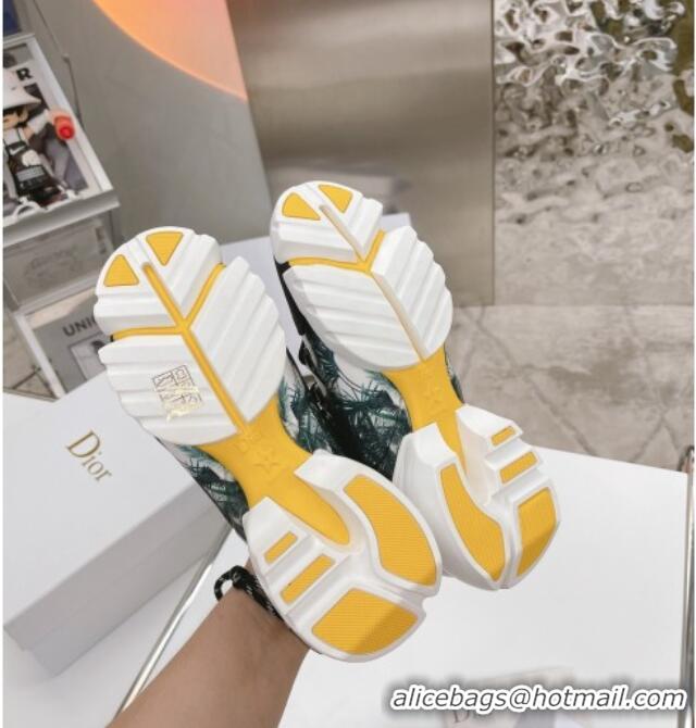 Best Price Dior D-Connect Sneakers in Green Palms Printed Reflective Technical Fabric 062198