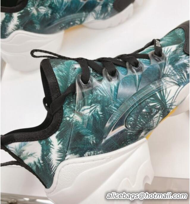 Best Price Dior D-Connect Sneakers in Green Palms Printed Reflective Technical Fabric 062198