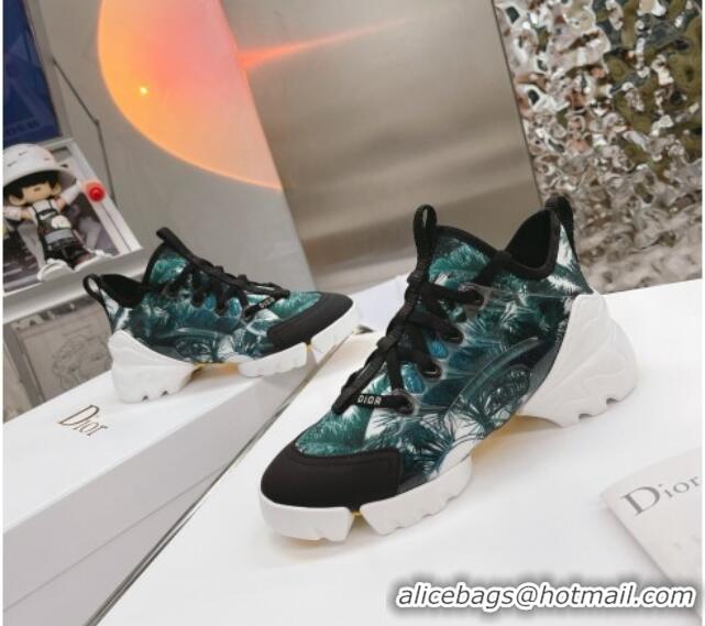 Best Price Dior D-Connect Sneakers in Green Palms Printed Reflective Technical Fabric 062198