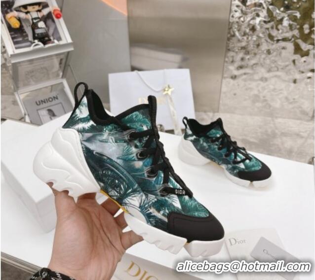 Best Price Dior D-Connect Sneakers in Green Palms Printed Reflective Technical Fabric 062198