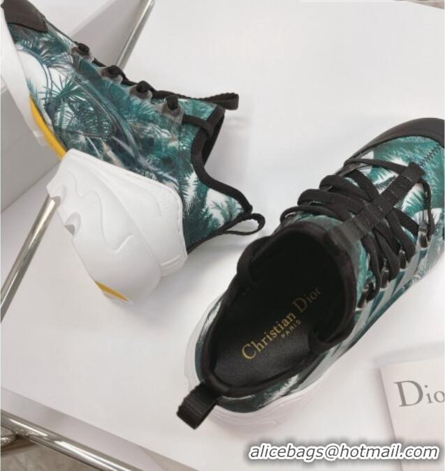 Best Price Dior D-Connect Sneakers in Green Palms Printed Reflective Technical Fabric 062198