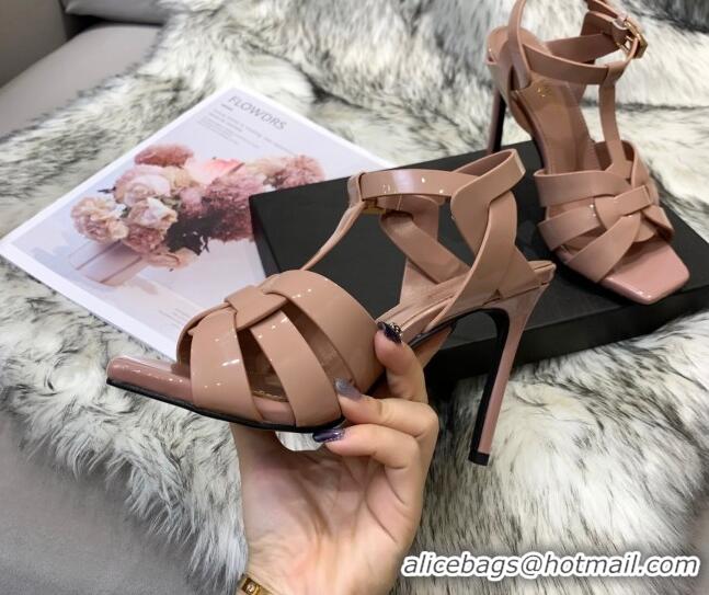 Duplicate Saint Laurent Patent Calfskin High- Heel Sandals 10cm 042967 Nude