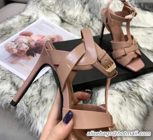 Duplicate Saint Laurent Patent Calfskin High- Heel Sandals 10cm 042967 Nude