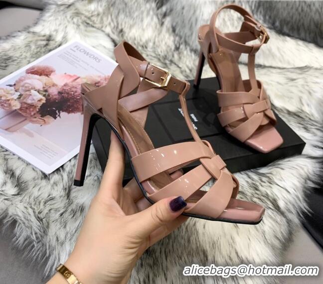 Duplicate Saint Laurent Patent Calfskin High- Heel Sandals 10cm 042967 Nude