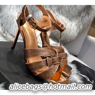 Perfect Saint Laurent Crystal Fabric High- Heel Sandals 10cm 042972