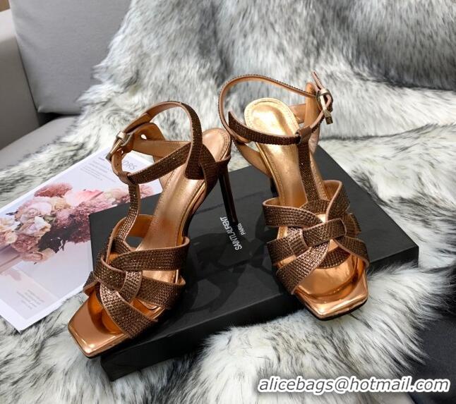 Perfect Saint Laurent Crystal Fabric High- Heel Sandals 10cm 042972