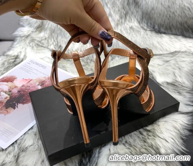 Perfect Saint Laurent Crystal Fabric High- Heel Sandals 10cm 042972