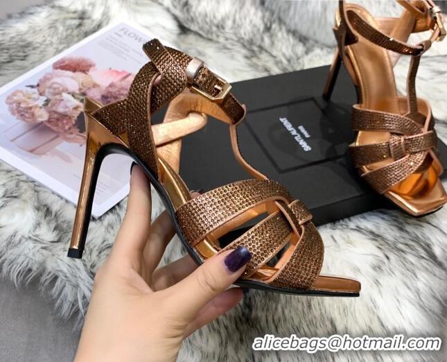 Perfect Saint Laurent Crystal Fabric High- Heel Sandals 10cm 042972