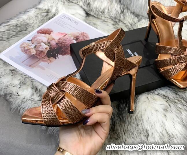 Perfect Saint Laurent Crystal Fabric High- Heel Sandals 10cm 042972