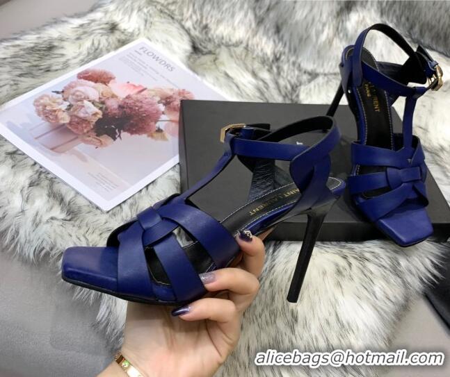 Best Product Saint Laurent Calfskin High-Heel Sandals 10cm 042977 Blue