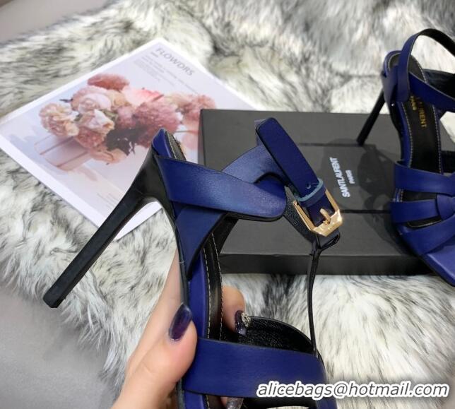 Best Product Saint Laurent Calfskin High-Heel Sandals 10cm 042977 Blue