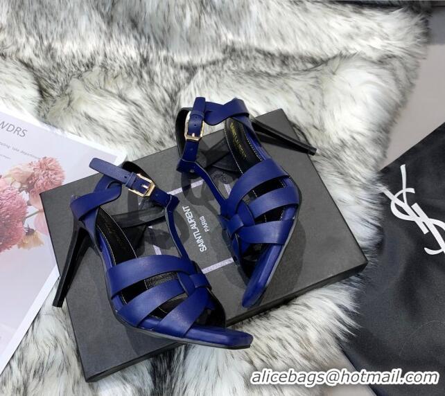 Best Product Saint Laurent Calfskin High-Heel Sandals 10cm 042977 Blue