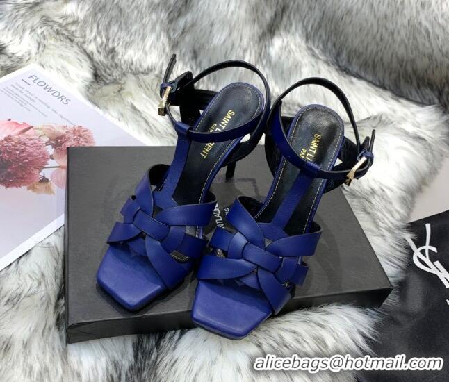 Best Product Saint Laurent Calfskin High-Heel Sandals 10cm 042977 Blue