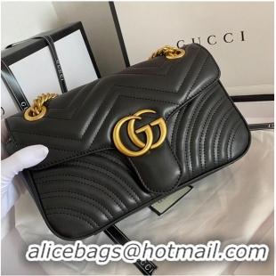 Pretty Style Gucci GG Marmont Original Leather matelasse shoulder bag 443497 Black