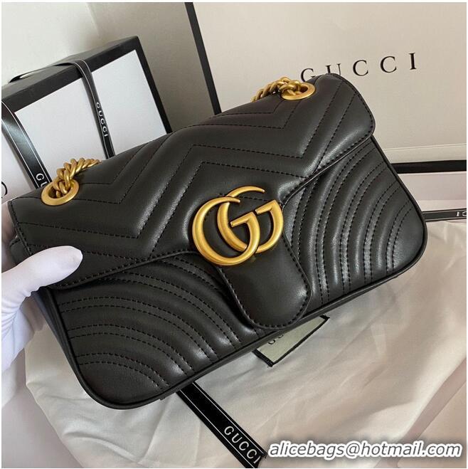 Pretty Style Gucci GG Marmont Original Leather matelasse shoulder bag 443497 Black