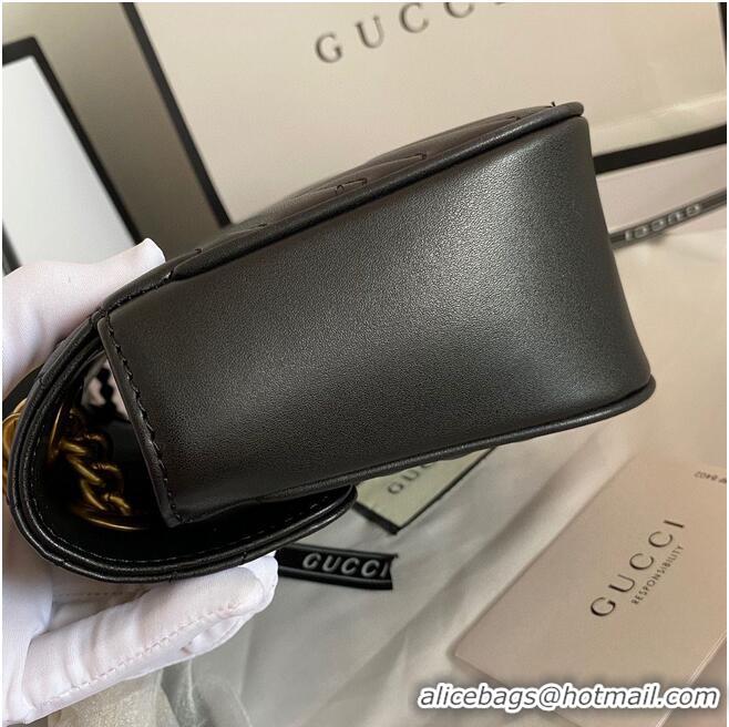 Pretty Style Gucci GG Marmont Original Leather matelasse shoulder bag 443497 Black