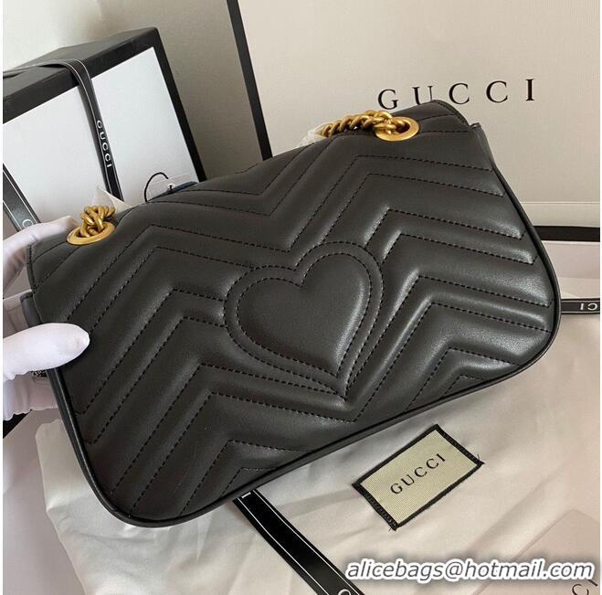 Pretty Style Gucci GG Marmont Original Leather matelasse shoulder bag 443497 Black