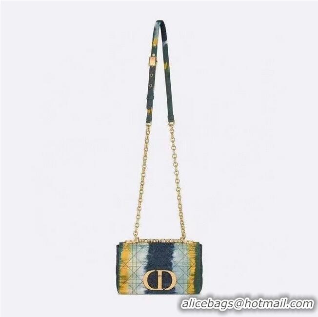 Buy Discount SMALL DIOR CARO BAG Embroidered Denim M9241 blue