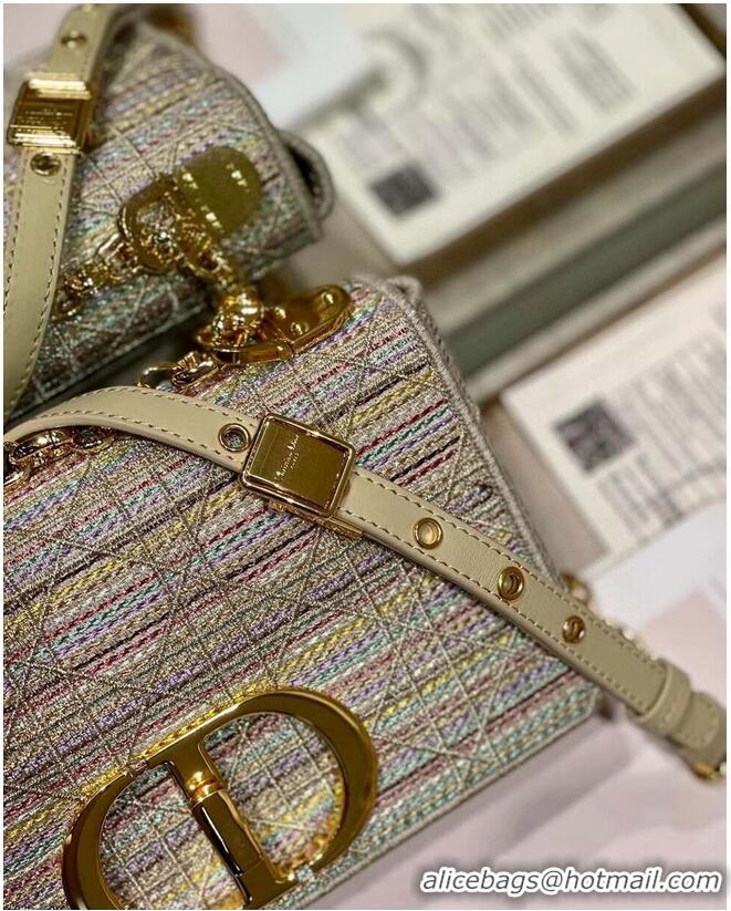 Buy Discount SMALL DIOR CARO BAG Multicolor Striped Embroidery M9241