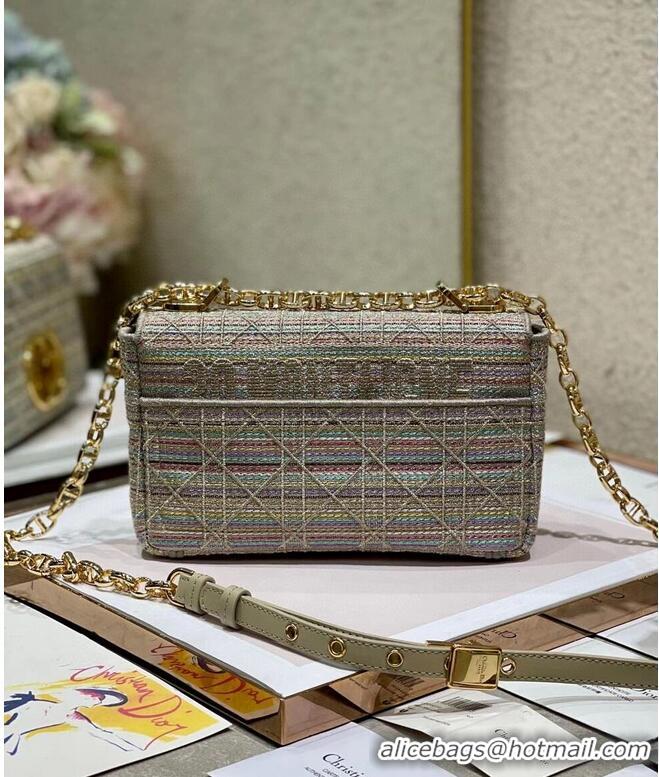 Buy Discount SMALL DIOR CARO BAG Multicolor Striped Embroidery M9241