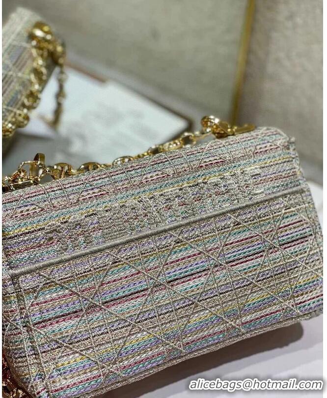 Buy Discount SMALL DIOR CARO BAG Multicolor Striped Embroidery M9241