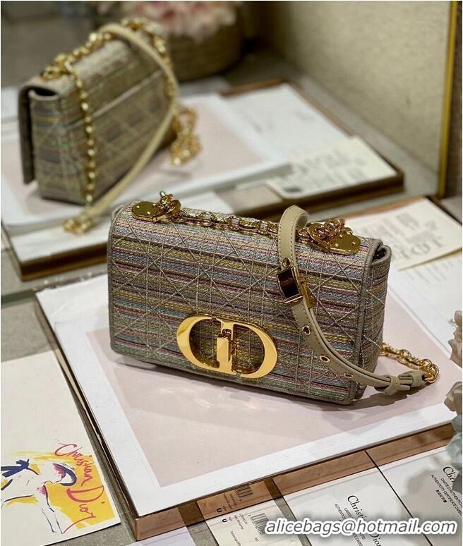 Buy Discount SMALL DIOR CARO BAG Multicolor Striped Embroidery M9241