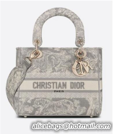 Well Crafted DIOR MEDIUM LADY D-LITE BAG Gray Toile de Jouy Reverse Embroidery M0565OR