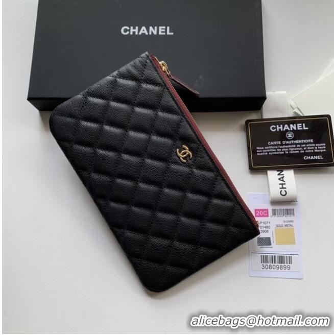 Famous Brand CHANEL 19 Caviar Original Leather Carry on bag AP1060 black