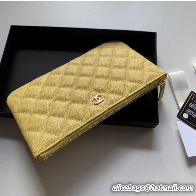 Good Taste CHANEL 19 Caviar Original Leather Carry on bag AP1060 yellow