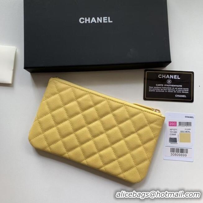 Good Taste CHANEL 19 Caviar Original Leather Carry on bag AP1060 yellow