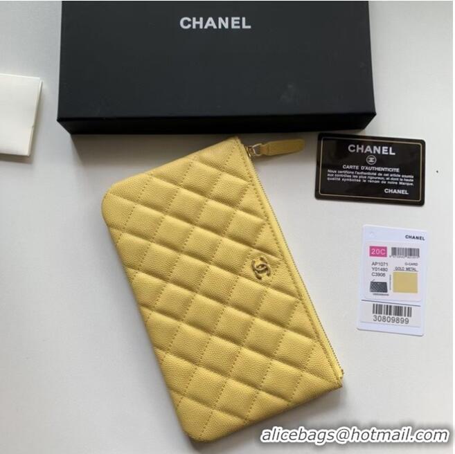 Good Taste CHANEL 19 Caviar Original Leather Carry on bag AP1060 yellow