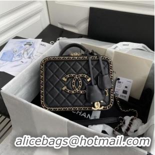 Good Product Chanel Lambskin Crystal Calfskin & Gold-Tone Metal Cosmetic Bag 8818 black