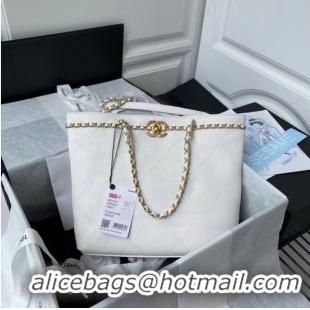 New Design Chanel Original Leather Shopping Bag AS2374 White