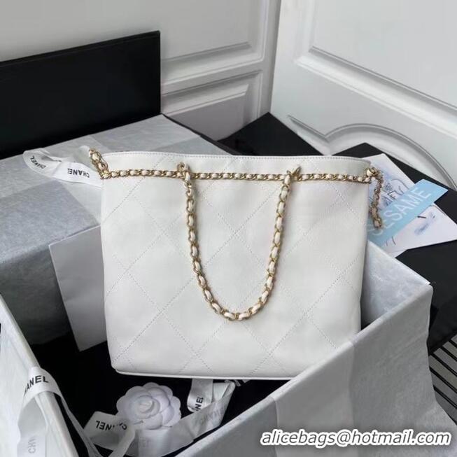 New Design Chanel Original Leather Shopping Bag AS2374 White