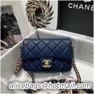 Inexpensive Chanel Flap Shoulder Bag Original leather AS2482 dark blue