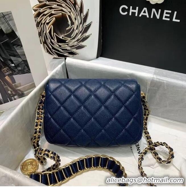 Inexpensive Chanel Flap Shoulder Bag Original leather AS2482 dark blue