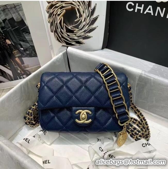 Inexpensive Chanel Flap Shoulder Bag Original leather AS2482 dark blue