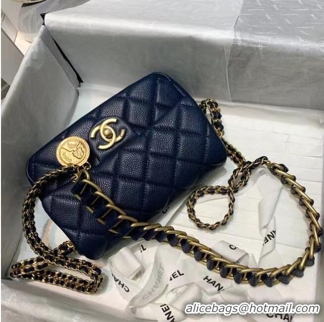 Inexpensive Chanel Flap Shoulder Bag Original leather AS2482 dark blue