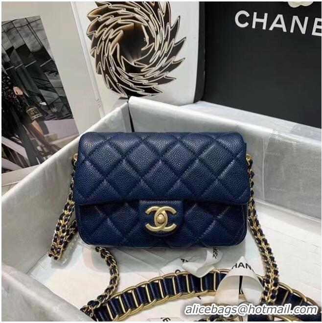 Inexpensive Chanel Flap Shoulder Bag Original leather AS2482 dark blue