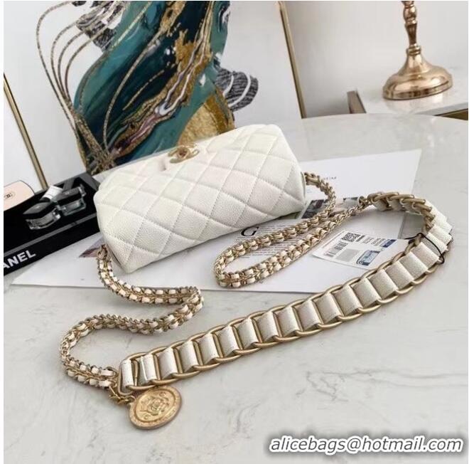 Famous Brand Chanel Flap Shoulder Bag Original leather AS2528 white