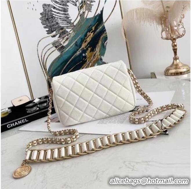 Famous Brand Chanel Flap Shoulder Bag Original leather AS2528 white