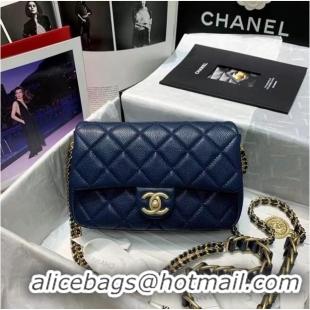 Cheapest Chanel Flap Shoulder Bag Original leather AS2543 dark blue