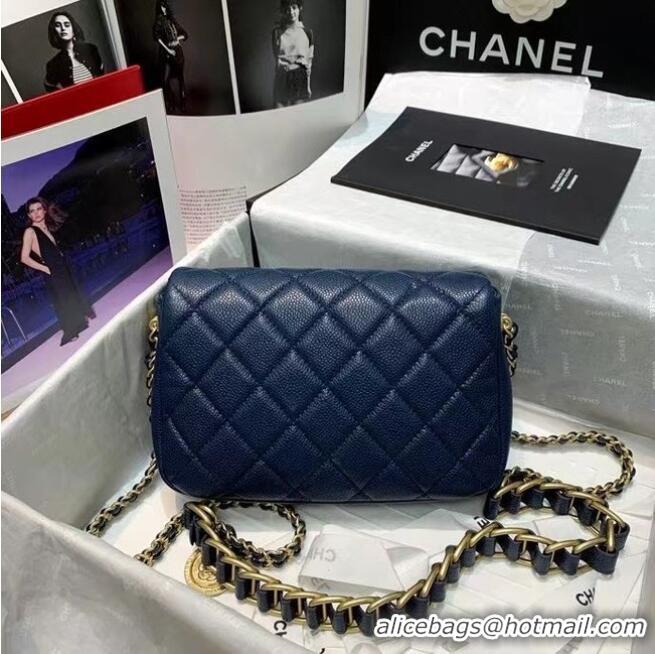 Cheapest Chanel Flap Shoulder Bag Original leather AS2543 dark blue