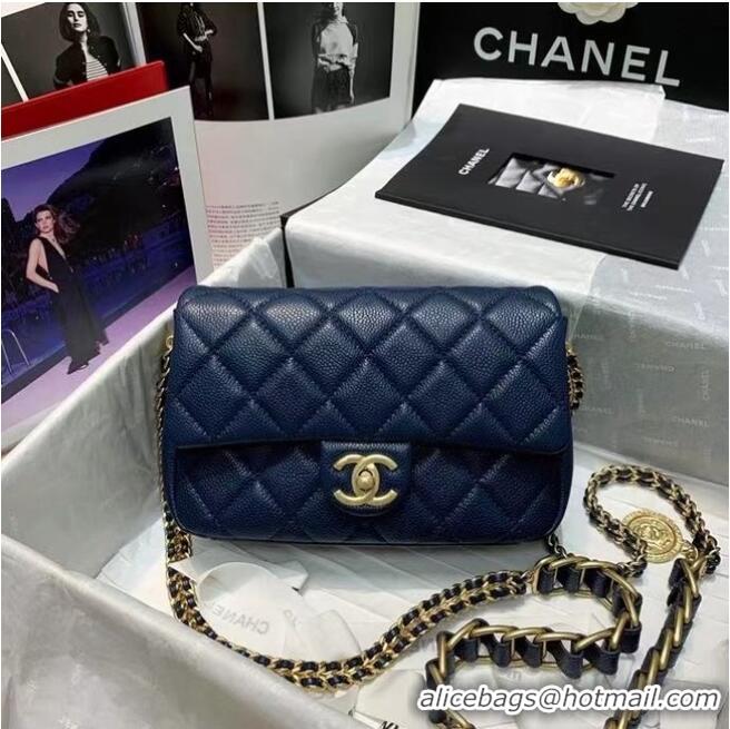 Cheapest Chanel Flap Shoulder Bag Original leather AS2543 dark blue