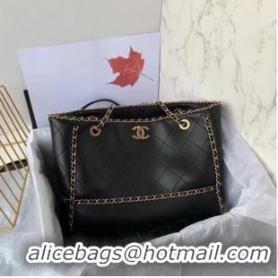 Inexpensive Chanel Original Leather Shopping Bag AS8018 black