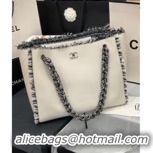 Market Sells Chanel Original Leather Shopping Bag AS8485 White