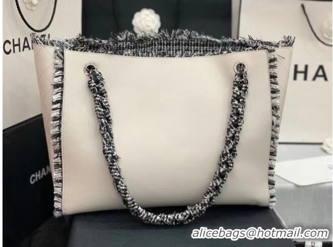 Market Sells Chanel Original Leather Shopping Bag AS8485 White